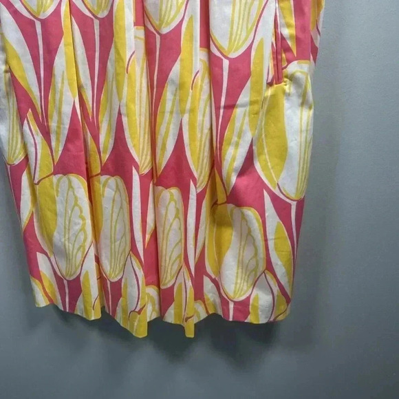 Donna Ricco New York Cotton Dress Size 12 Pink and Yellow Floral Tulip w Pockets - Picture 2 of 14